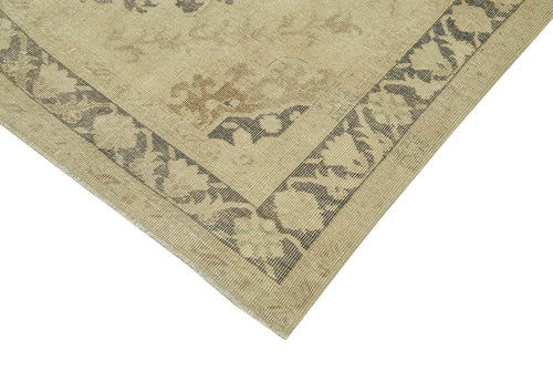 Zile Beige Vintage Cotton Wool Handmade Area Rug 4'5'' x 13'2''