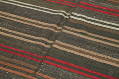 Striped Kilim Brown Striped Goat Hair Handmade Rug 4'9'' x 9'9''