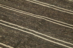 Striped Kilim Brown Striped Goat Hair Handmade Rug 6'1'' x 11'7''