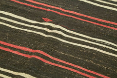 Striped Kilim Brown Striped Goat Hair Handmade Rug 5'7'' x 10'0''