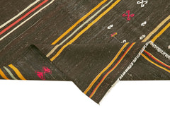 Striped Kilim Brown Striped Goat Hair Handmade Rug 6'11'' x 11'4''