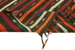 Striped Kilim Brown Striped Goat Hair Handmade Rug 7'5'' x 10'4''