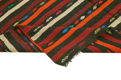 Striped Kilim Brown Striped Goat Hair Handmade Rug 8'2'' x 11'1''