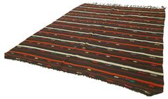 Striped Kilim Brown Striped Goat Hair Handmade Rug 7'9'' x 10'6''