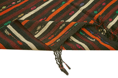 Striped Kilim Brown Striped Goat Hair Handmade Rug 7'9'' x 10'6''