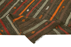 Striped Kilim Brown Striped Goat Hair Handmade Rug 7'0'' x 10'1''