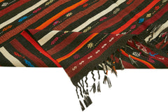 Striped Kilim Brown Striped Goat Hair Handmade Rug 7'8'' x 10'11''