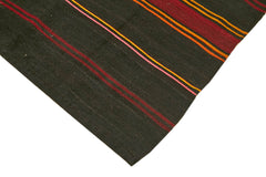 Striped Kilim Brown Striped Goat Hair Handmade Rug 6'10'' x 12'2''