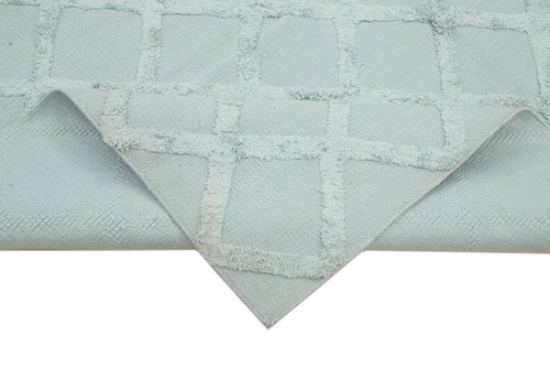 Nepal Geometric Blue Geometric Wool Cotton Handmade Rug 8'0'' x 10'0''