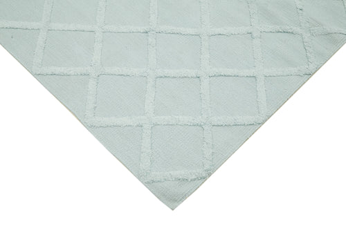 Nepal Geometric Blue Geometric Wool Cotton Handmade Rug 8'0'' x 10'0''