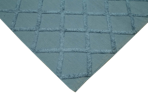 Nepal Geometric Blue Geometric Wool Cotton Handmade Rug 8'0'' x 10'0''