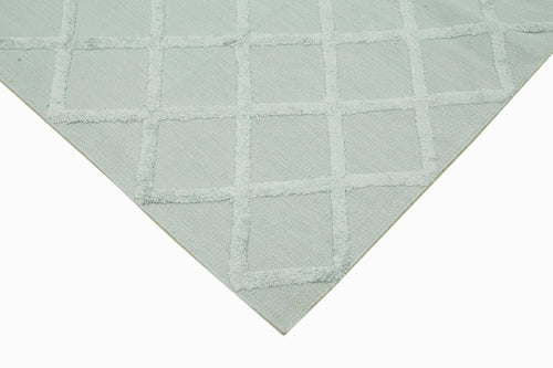 Nepal Geometric Blue Geometric Wool Cotton Handmade Rug 8'0'' x 10'0''