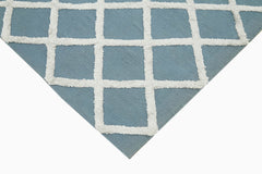Nepal Geometric Blue Geometric Wool Cotton Handmade Rug 8'0'' x 10'0''