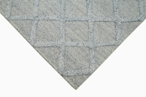 Nepal Geometric Grey Geometric Wool Cotton Handmade Rug 8'0'' x 10'0''