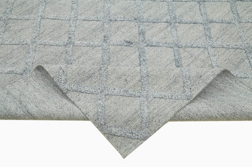 Nepal Geometric Grey Geometric Wool Cotton Handmade Rug 8'0'' x 10'0''