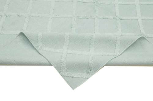 Nepal Geometric Blue Geometric Wool Cotton Handmade Rug 8'0'' x 10'0''