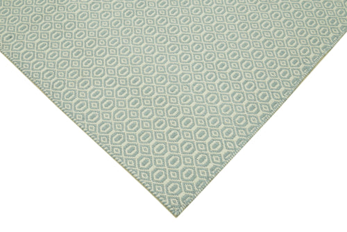 Nepal Geometric Blue Geometric Wool Cotton Handmade Rug 9'0'' x 12'0''