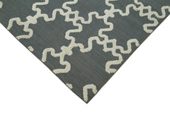 Nepal Geometric Grey Geometric Wool Cotton Handmade Rug 8'0'' x 9'1''