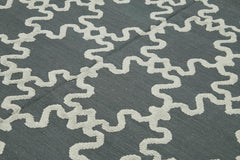 Nepal Geometric Grey Geometric Wool Cotton Handmade Rug 8'0'' x 9'1''