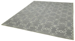 Nepal Geometric Grey Geometric Wool Cotton Handmade Rug 8'0'' x 10'0''