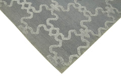 Nepal Geometric Grey Geometric Wool Cotton Handmade Rug 8'0'' x 10'0''
