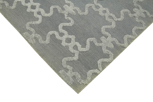 Nepal Geometric Grey Geometric Wool Cotton Handmade Rug 8'0'' x 10'0''