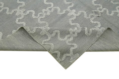 Nepal Geometric Grey Geometric Wool Cotton Handmade Rug 8'0'' x 10'0''
