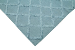 Nepal Geometric Blue Geometric Wool Cotton Handmade Rug 8'0'' x 10'0''
