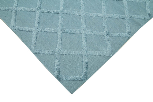 Nepal Geometric Blue Geometric Wool Cotton Handmade Rug 8'0'' x 10'0''