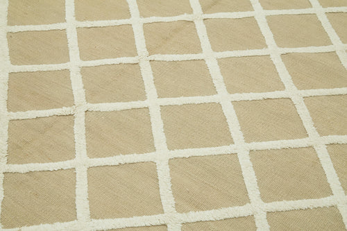 Nepal Geometric Beige Geometric Wool Cotton Handmade Rug 8'0'' x 10'0''