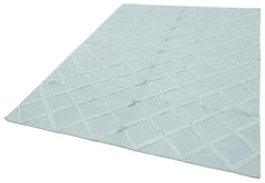 Nepal Geometric Blue Geometric Wool Cotton Handmade Rug 6'0'' x 9'0''