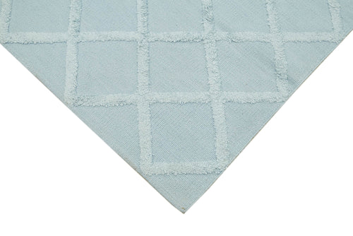 Nepal Geometric Blue Geometric Wool Cotton Handmade Rug 6'0'' x 9'0''