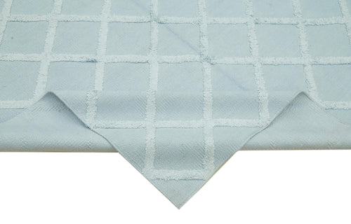 Nepal Geometric Blue Geometric Wool Cotton Handmade Rug 6'0'' x 9'0''