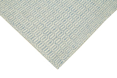 Nepal Geometric Blue Geometric Wool Cotton Handmade Rug 8'0'' x 10'0''