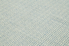 Nepal Geometric Blue Geometric Wool Cotton Handmade Rug 8'0'' x 10'0''