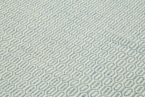 Nepal Geometric Blue Geometric Wool Cotton Handmade Rug 8'0'' x 10'0''