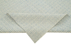 Nepal Geometric Blue Geometric Wool Cotton Handmade Rug 8'0'' x 10'0''