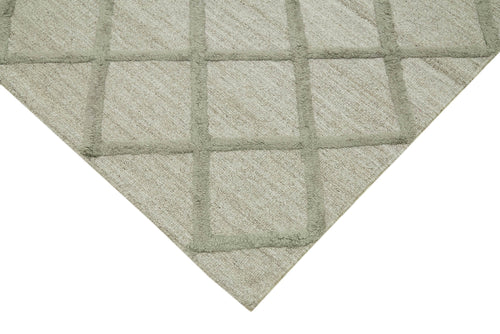 Nepal Geometric Grey Geometric Wool Cotton Handmade Rug 9'0'' x 12'0''