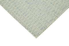 Nepal Geometric Blue Geometric Wool Cotton Handmade Rug 9'0'' x 12'0''