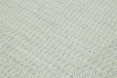 Nepal Geometric Blue Geometric Wool Cotton Handmade Rug 9'0'' x 12'0''