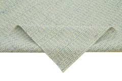 Nepal Geometric Blue Geometric Wool Cotton Handmade Rug 9'0'' x 12'0''