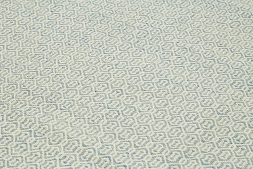 Nepal Geometric Blue Geometric Wool Cotton Handmade Rug 9'0'' x 12'0''