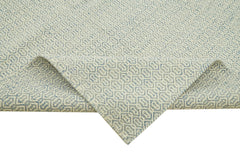 Nepal Geometric Blue Geometric Wool Cotton Handmade Rug 9'0'' x 12'0''