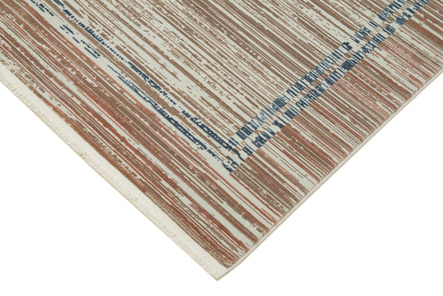 Soho Vintage Beige Striped Viscose Handmade Rug 5'3'' x 7'7''