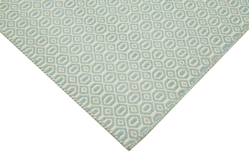 Nepal Geometric Blue Geometric Wool Cotton Handmade Rug 9'0'' x 12'0''