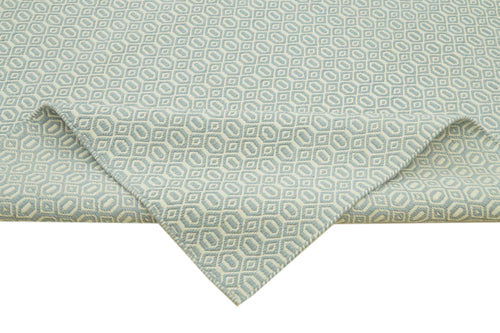 Nepal Geometric Blue Geometric Wool Cotton Handmade Rug 9'0'' x 12'0''