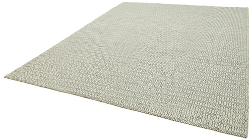 Nepal Geometric Grey Geometric Wool Cotton Handmade Rug 9'0'' x 12'0''
