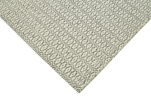 Nepal Geometric Grey Geometric Wool Cotton Handmade Rug 9'0'' x 12'0''