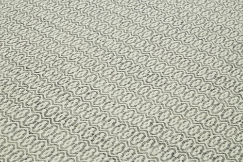 Nepal Geometric Grey Geometric Wool Cotton Handmade Rug 9'0'' x 12'0''