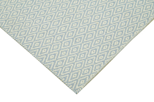 Nepal Geometric Blue Geometric Wool Cotton Handmade Rug 9'0'' x 12'0''